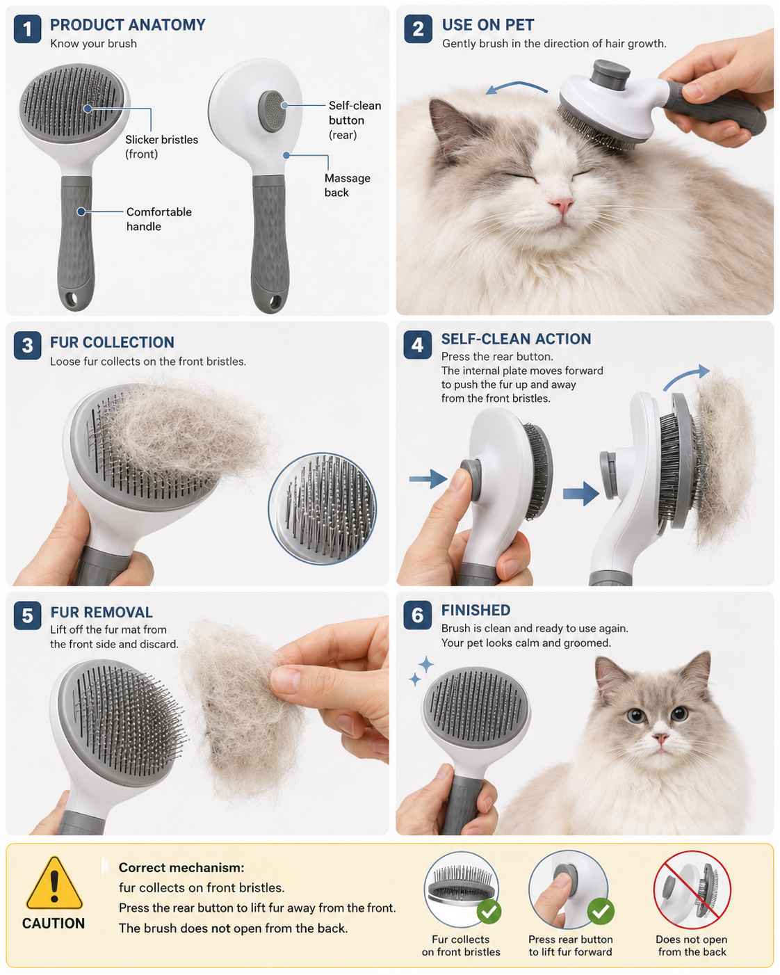 Self-Cleaning Pet Slicker Brush