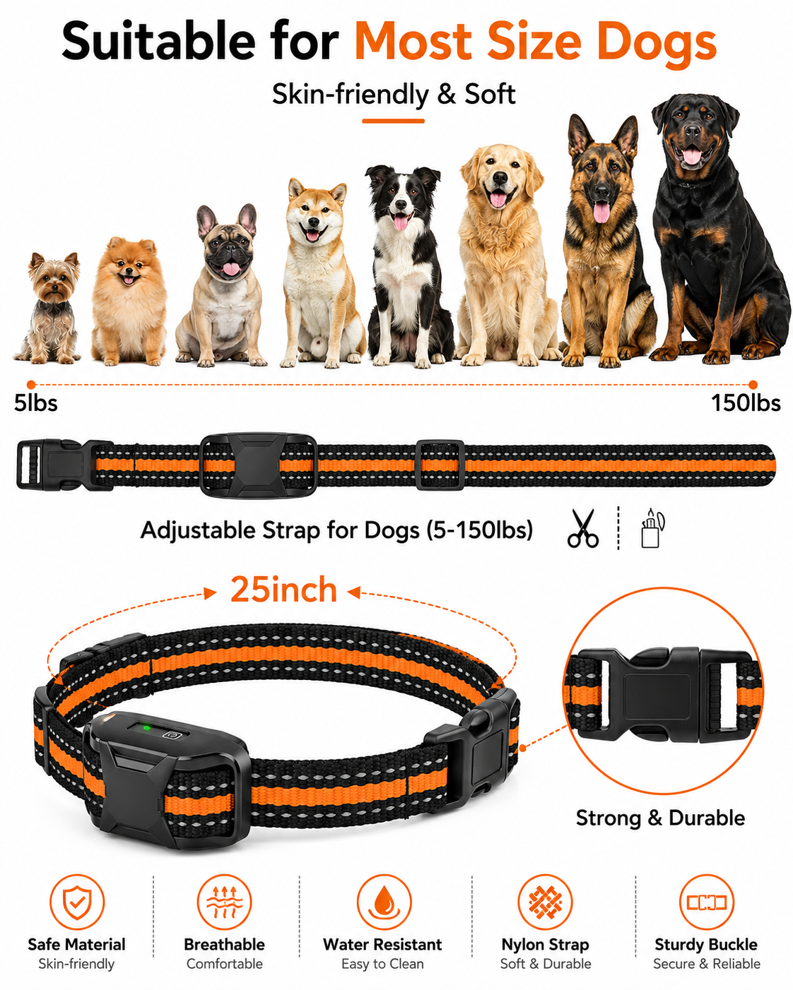 Wireless Dog Training Collar – Vibration, Shock & Beep Modes, Waterproof