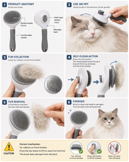 Self-Cleaning Pet Slicker Brush